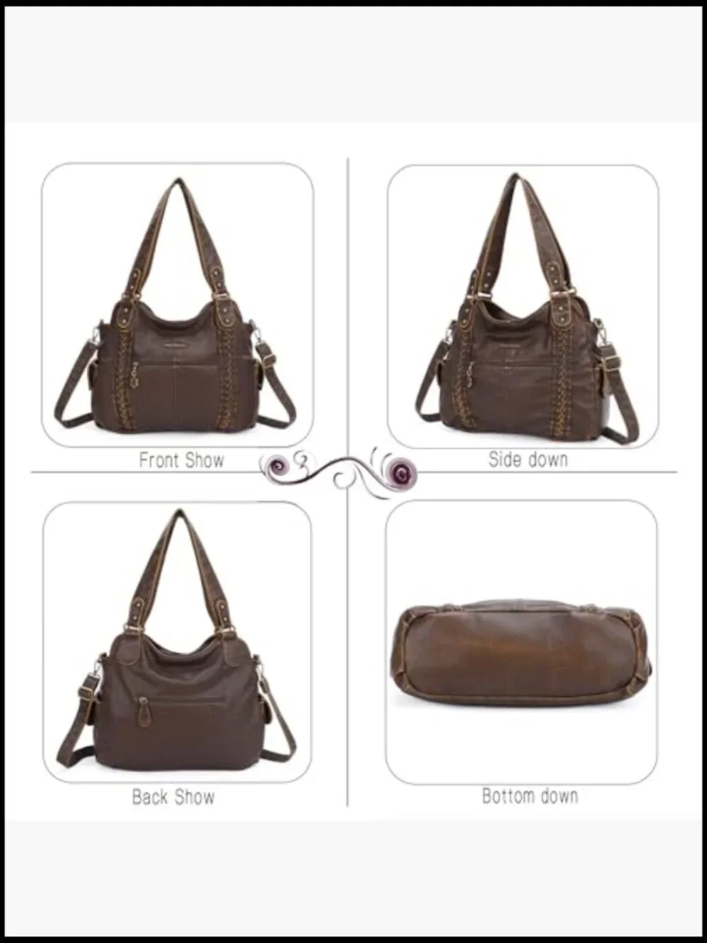 Soft Faux Leather Hobo Shoulder Bag Crossbody Tote Purse With Adjustable Strap